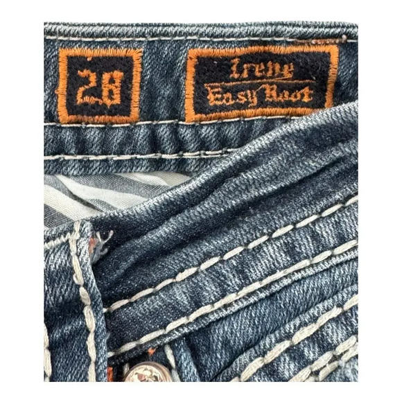 Rock Revival Women's Irene Easy Bootcut Jeans Size 6 (28)Blue Distressed Stretch - Picture 3 of 7